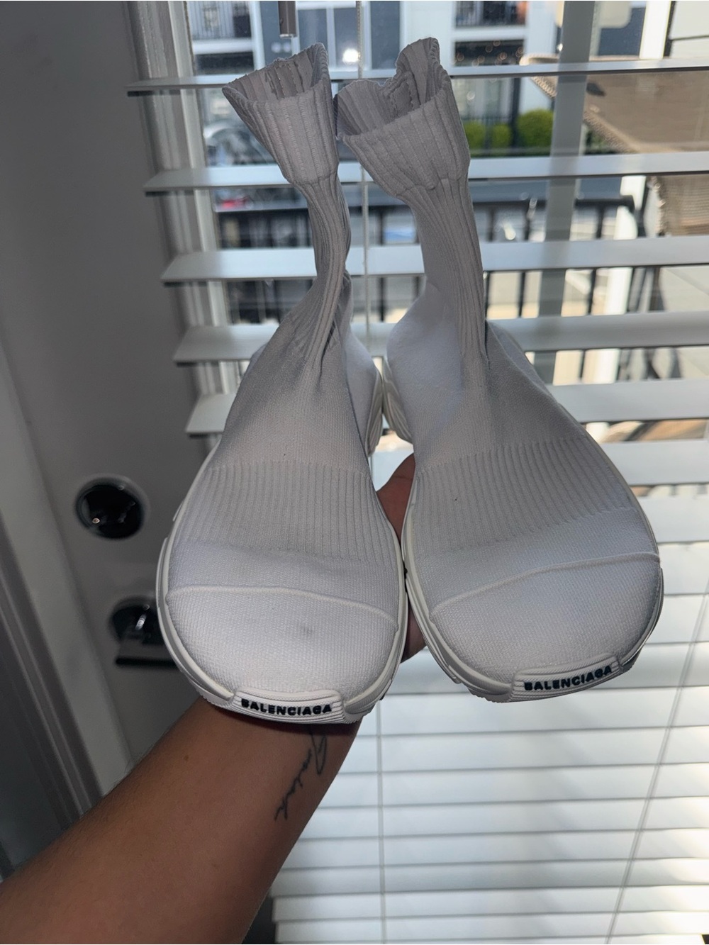 Balenciaga White Stretch-Knit Sock Sneakers